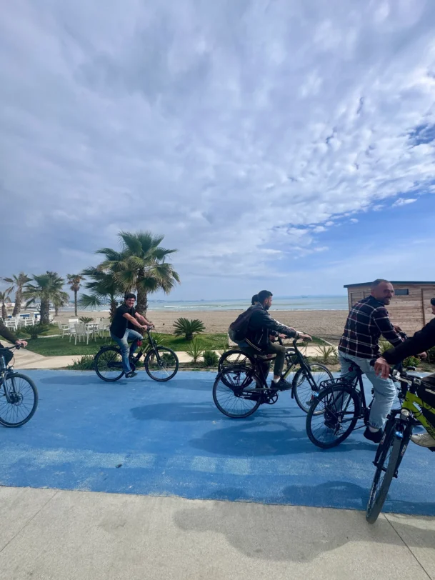 Bike Tour in Durres cyclists by the beach