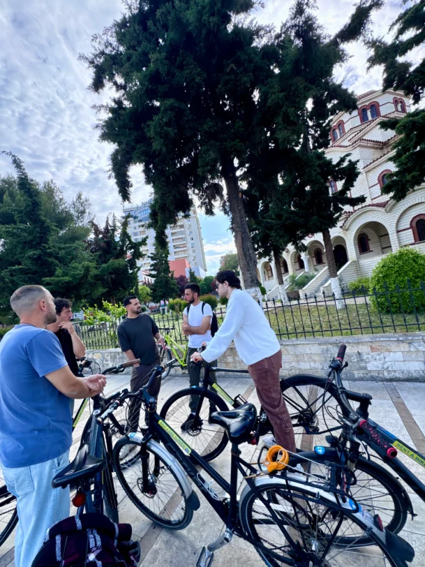 bike tour of durres outside of Church of Apostle Paul and Saint Asteios