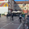 people cycling in the new bazar of tirana