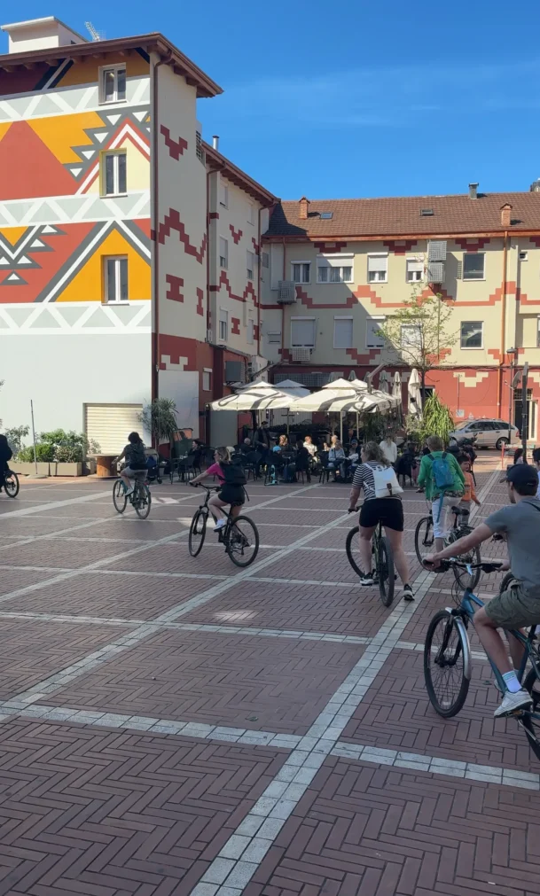 people cycling in the new bazar of tirana
